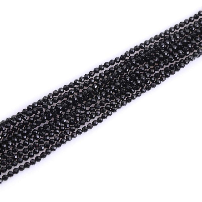JOE FOREMAN Black Tourmaline Beads for Jewelry Making Natural Gemstone Semi Precious 2mm Round Faceted 15