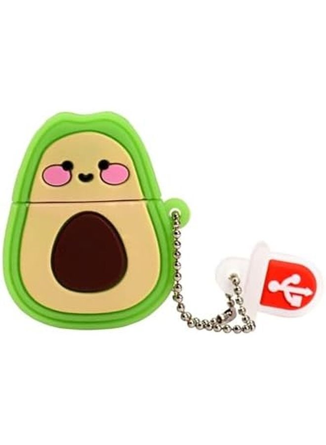 Cute Avocado Cartoon USB Flash Drive 8GB Green Memory Stick Key Chain - Image 1