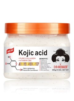 DR.MEINAIER 650G Kojic Acid Sugar Scrub with Pure Collagen and Vitamin C E Skin Lightening Body Scrub 5X Whitening Moisturizing Anti Acne Skin Firming Remover Dark Spots Skin Corrector Exfoliating Bath Scrub  - Image 1