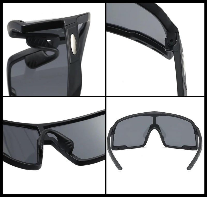 AUGEN By Visions India Sports Mirrored Wraparound Sunglasses for Cycling Cricket Riding Trekking Full Coverage UV 400 Protection Abstract Unisex Sunglasses Large Size (C10, 155) - Image 3