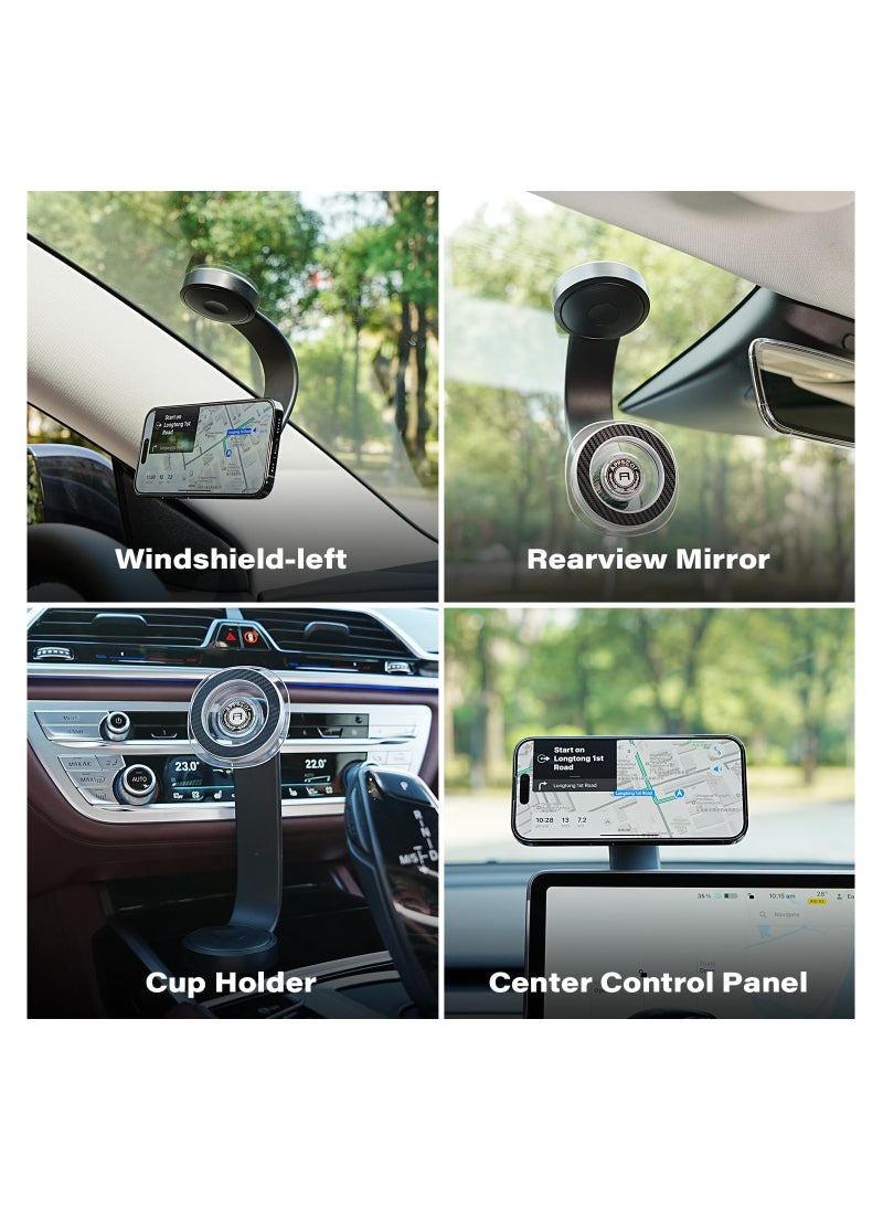 SYOSI - Rotatable Dashboard Magnetic Phone Holder for Car, Magsafe Car Mount for Dashboard and More Places, Universal Mobile Phone Holder Compatible with iPhone 15 14 13 12 Bendable Memory Alloy - Image 1