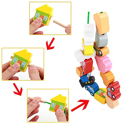 Newraturner Wooden Educational Toys Wooden Shape Color Sorting Preschool Stacking Blocks Toddler Puzzles Toys Early Childhood Development Toys for Fine Motor Skills Birthday Gifts for Boys and Girls ((16 Pieces)) - Image 4