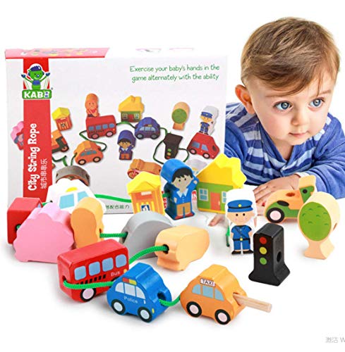 Newraturner Wooden Educational Toys Wooden Shape Color Sorting Preschool Stacking Blocks Toddler Puzzles Toys Early Childhood Development Toys for Fine Motor Skills Birthday Gifts for Boys and Girls ((16 Pieces)) - Image 1