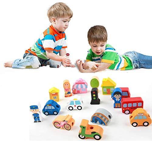 Newraturner Wooden Educational Toys Wooden Shape Color Sorting Preschool Stacking Blocks Toddler Puzzles Toys Early Childhood Development Toys for Fine Motor Skills Birthday Gifts for Boys and Girls ((16 Pieces)) - Image 2