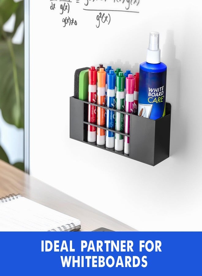 Banafich Magnetic Dry Erase Marker Holder for Whiteboard, Wall Mount Pen Holder for Refrigerator, Clear Pencil Holder for Fridge, Strong Magnet Locker Organizer for Classroom(Black) - Image 5