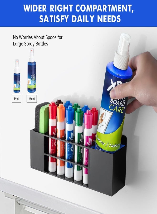 Banafich Magnetic Dry Erase Marker Holder for Whiteboard, Wall Mount Pen Holder for Refrigerator, Clear Pencil Holder for Fridge, Strong Magnet Locker Organizer for Classroom(Black) - Image 2