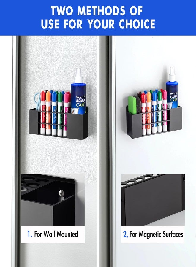 Banafich Magnetic Dry Erase Marker Holder for Whiteboard, Wall Mount Pen Holder for Refrigerator, Clear Pencil Holder for Fridge, Strong Magnet Locker Organizer for Classroom(Black) - Image 3