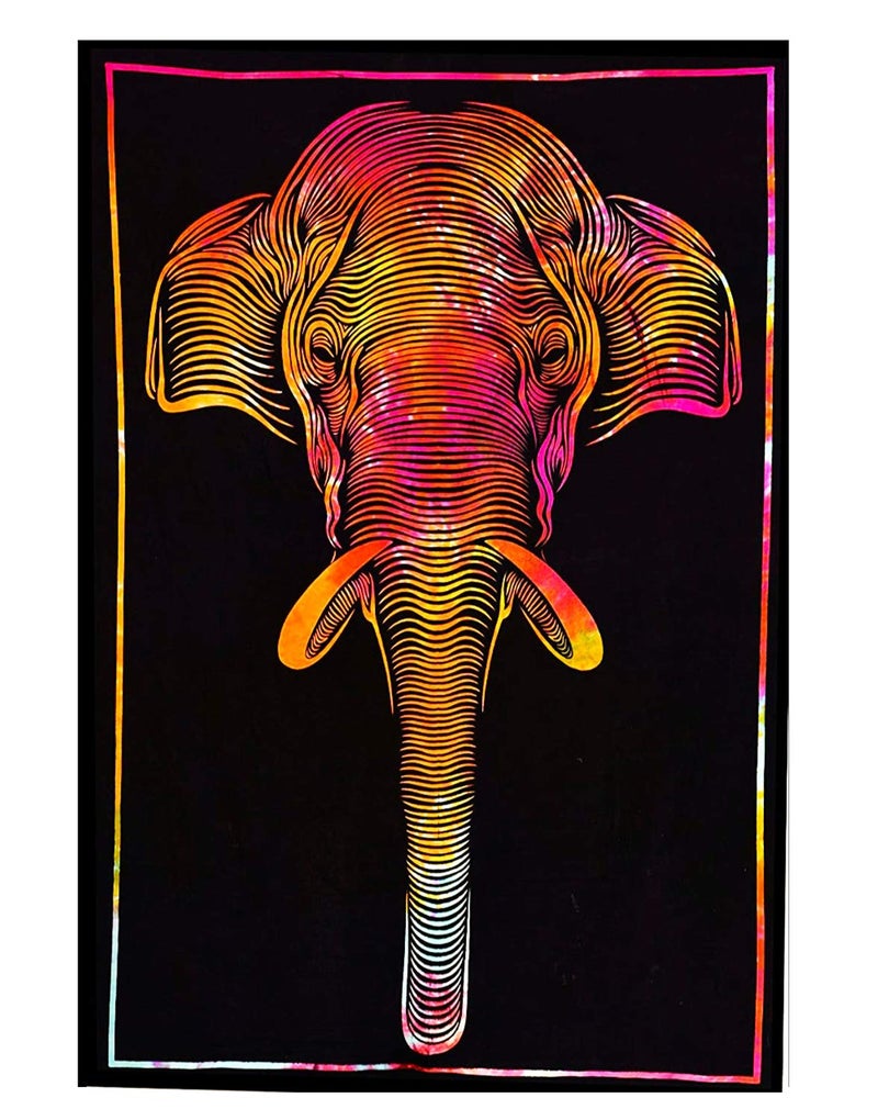 Doraya Doraya Psychedelic Elephant Trunk Tie Dye Mandala Tapestry Hippie Hippy Celestial Wall Hanging Indian Bohemian Tapestries Multicolour Poster 30x40 Inches Multicolour Poster 30x40 Inches