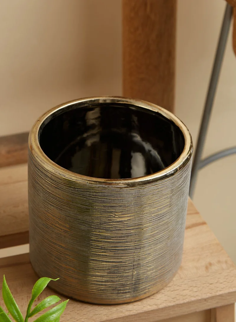 Premier Hermosa Small Ceramic Gold Planter 14.5 X 13.5Cm