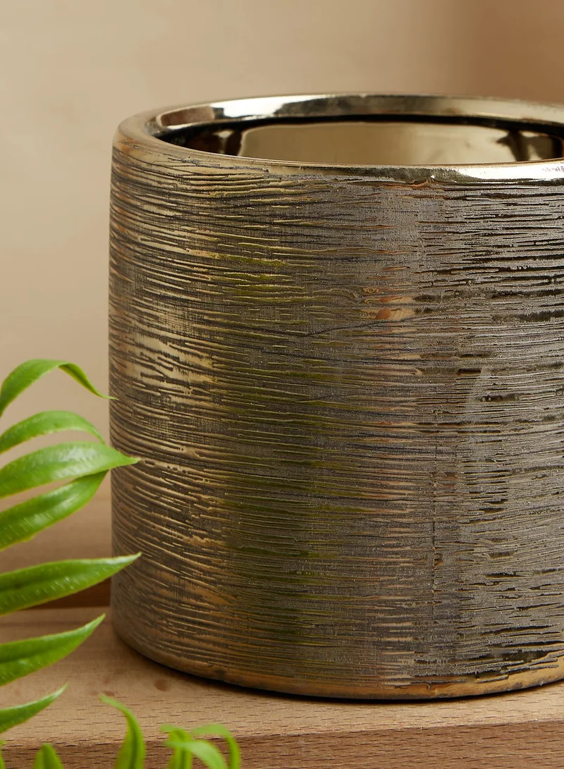 Premier Hermosa Small Ceramic Gold Planter 14.5 X 13.5Cm