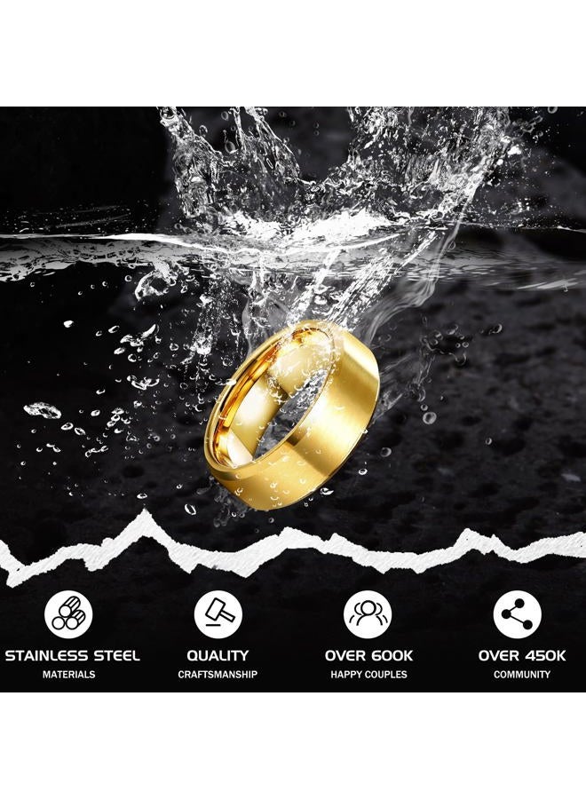Jstyle Stainless Steel Rings for Men Wedding Ring Cool Simple Band 8MM Width 3 Pcs A Set, 11.5, Metal, No Gemstone - Image 3