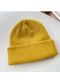 Generic Winter Warm Nylon Womens Knit Hat Pullover Wool Cap Korean Style Ins Cold Resistant Unisex Fashionable Breathable Hat Yellow 