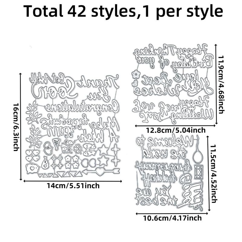 Accfore 15 Pcs Word Dies for Card Making, Metal Cutting Dies for Congratulations, Blessings Words for DIY Scrapbooking, Photo Album, Making Wedding, Birthday Blessing Card (15) - Image 2