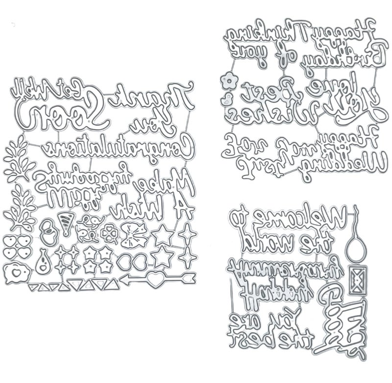 Accfore 15 Pcs Word Dies for Card Making, Metal Cutting Dies for Congratulations, Blessings Words for DIY Scrapbooking, Photo Album, Making Wedding, Birthday Blessing Card (15) - Image 1
