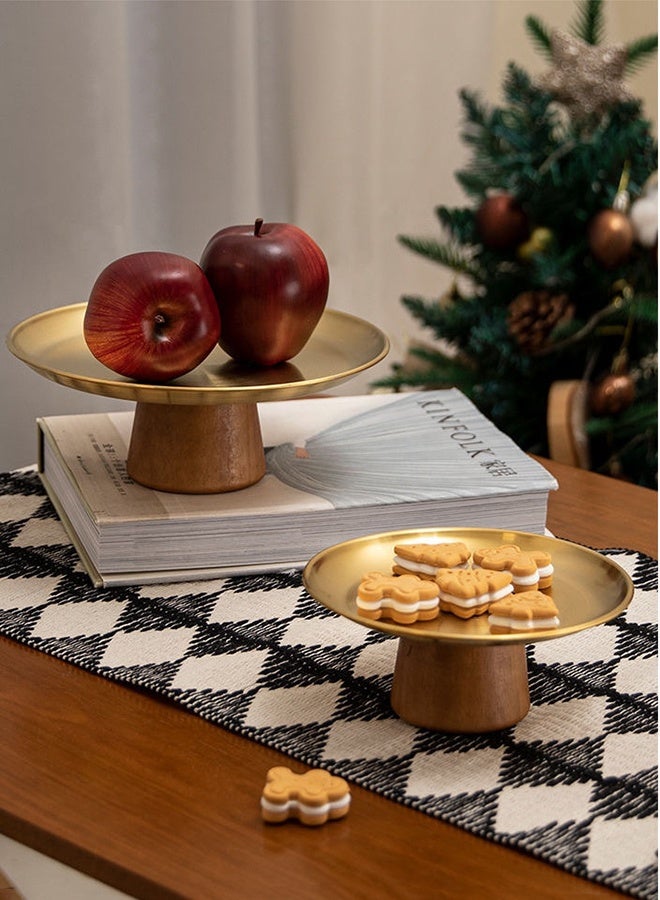 3PCS Stainless steel party plate Set Stainless Steel Cupcake Stand Home decoration tray Dessert Stand Fruit Tray Pastry Serving Tray Plate Dessert Display Service Stand for Anniversary Birthday Party durable and easy to clean with a beautiful solid wood base - Image 4