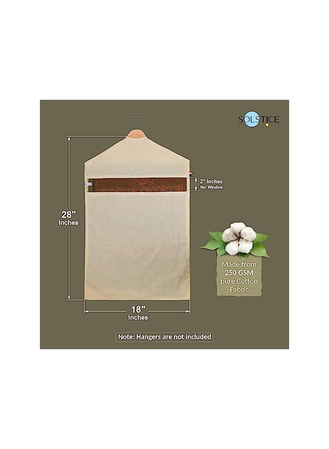 Green Tiger Hanging Cotton Saree Covers/Bags (Set of 6) of 28 x 18 (Inches) For Clothes Storage, Wardrobe Organizer (Hangers Are NOT Included) - Image 2