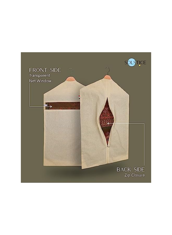 Green Tiger Hanging Cotton Saree Covers/Bags (Set of 6) of 28 x 18 (Inches) For Clothes Storage, Wardrobe Organizer (Hangers Are NOT Included) - Image 3