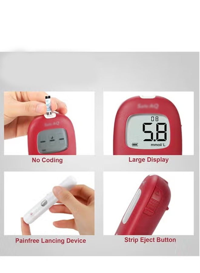Generic safe-AQ smart Blood Glucose Monitoring System With 50 Test Strips And Lancets,No coding,Rapid result,Large screen display,safe and hygienic  - Image 4