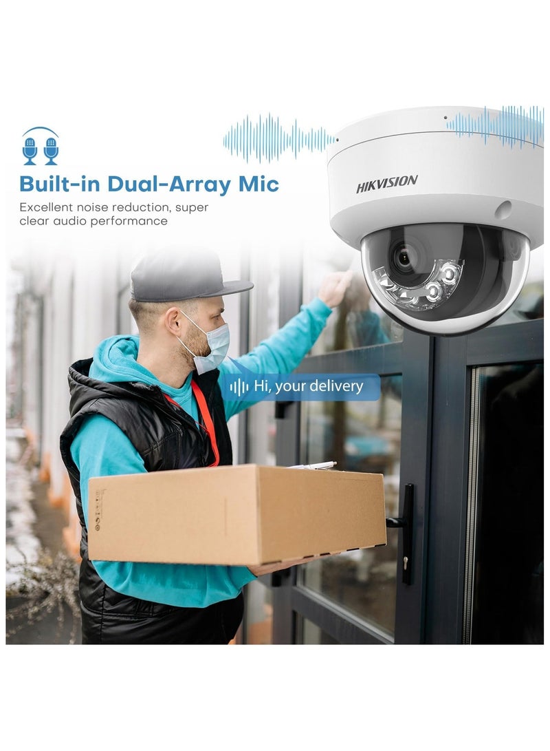 HIKVISION DS-2CD2143G2-LI(S)(2U) 4MP AcuSense Smart Hybrid Light Fixed Dome Camera, 120dB WDR, 30m IR/White Light, Built-in Dual Microphone, 2.8mm/4mm Lens, H.265+ Compression, IP67, IK10, PoE, Motion Detection, Human/Vehicle Classification, Audio, and Video Analytics - Image 4