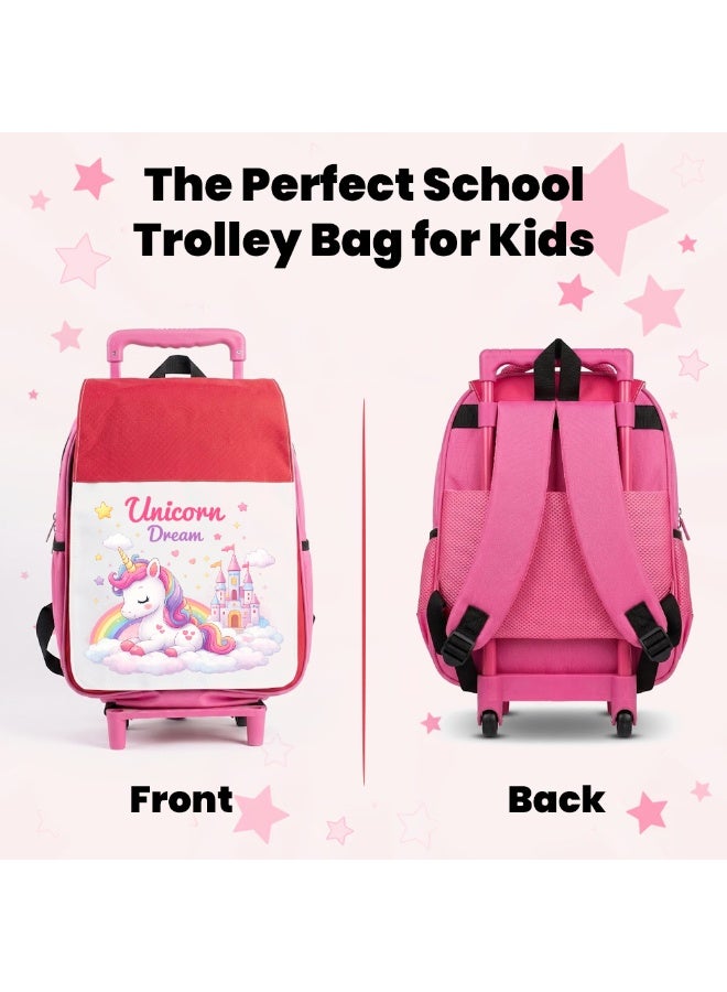 PRINTSHOP4ME Girls Unicorn Trolley School Bag | Rolling Backpack with Wheels | Adjustable Handle | Casual Everyday Travel Use - Image 3