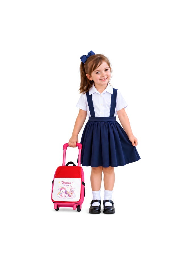 PRINTSHOP4ME Girls Unicorn Trolley School Bag | Rolling Backpack with Wheels | Adjustable Handle | Casual Everyday Travel Use - Image 1