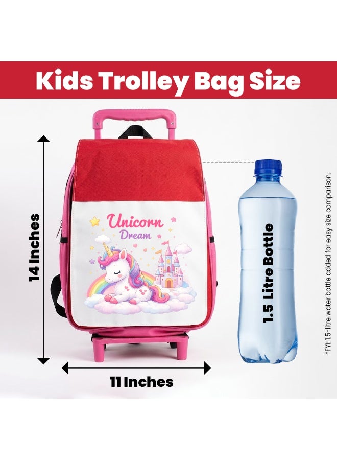 PRINTSHOP4ME Girls Unicorn Trolley School Bag | Rolling Backpack with Wheels | Adjustable Handle | Casual Everyday Travel Use - Image 2