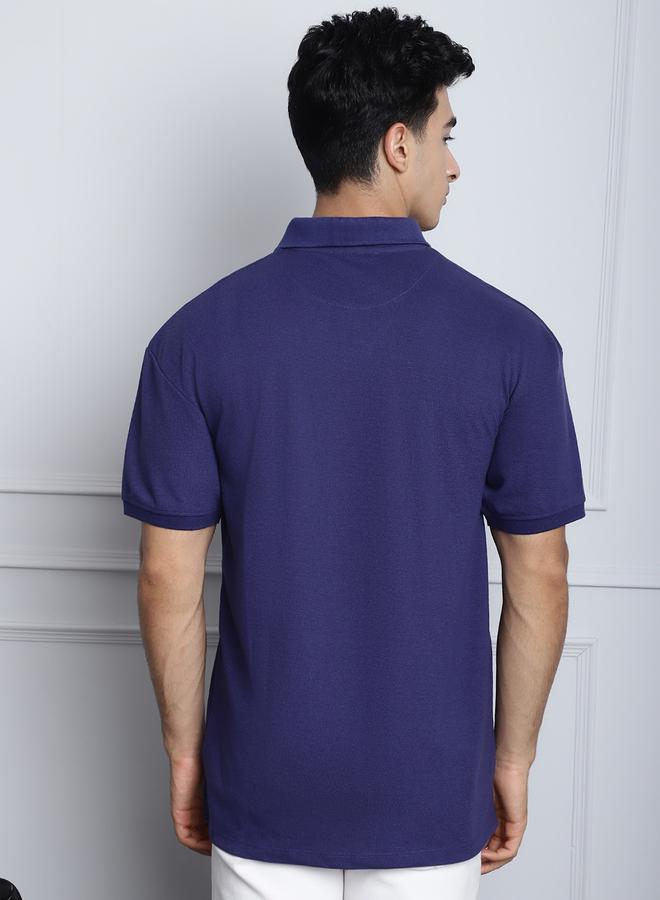 Take Two Men Navy Blue Oversized Polo T-Shirt - Image 2