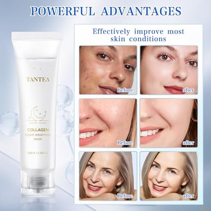 Tantea Collagen Night Wrapping Mask - Hydrating & Firming Overnight Face Mask for Pore Refinement, and Elasticity Boost - Gentle for All Skin Types - 100ml / 3.38fl oz - Image 4