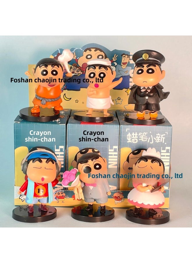 null - Crayon Shin Daily Series Doll Handmade Animation Peripheral Car Decoration Desktop Ornaments Gashapon-Color:Boxed; 6 Types Of Dessert Xiaoxin - Image 1