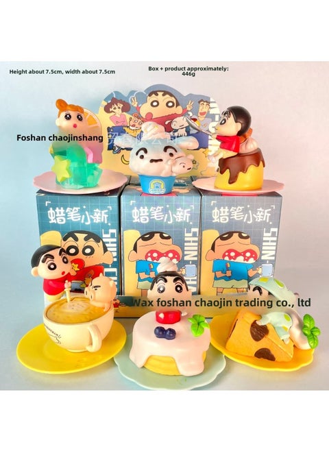 Crayon Shin Daily Series Doll Handmade Animation Peripheral Car Decoration Desktop Ornaments Gashapon-Color:Boxed; 6 Types Of Dessert Xiaoxin