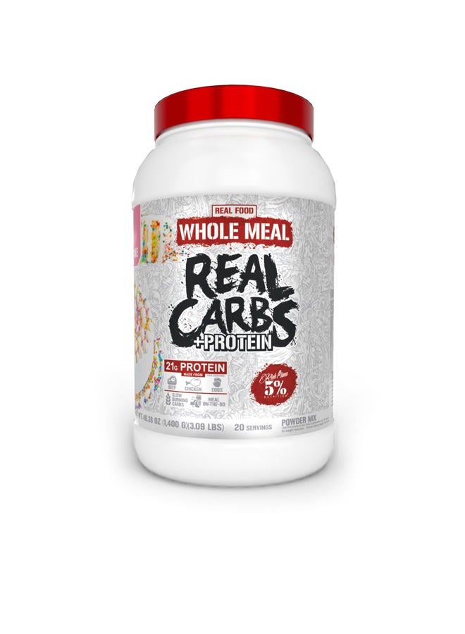 5% Nutrition ريتش بيانا ريال كاربس + بروتين | مسحوق بروتين بديل وجبة زيادة الكتلة النظيف | كربوهيدرات لما قبل التمرين/ما بعد التمرين للتعافي | 3 رطل، 20 حصة (كيك عيد الميلاد + بروتين) - Image 1