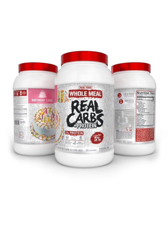 5% Nutrition ريتش بيانا ريال كاربس + بروتين | مسحوق بروتين بديل وجبة زيادة الكتلة النظيف | كربوهيدرات لما قبل التمرين/ما بعد التمرين للتعافي | 3 رطل، 20 حصة (كيك عيد الميلاد + بروتين) - Image 2