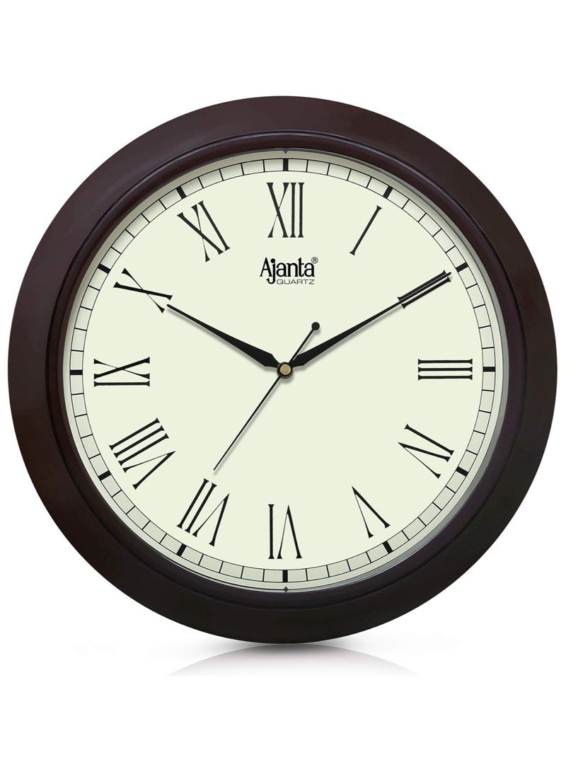 ساعة حائط دائرية أنالوج من أجانتا بلاستيك 31 سم × 31 سم × 3.5 سم، بني