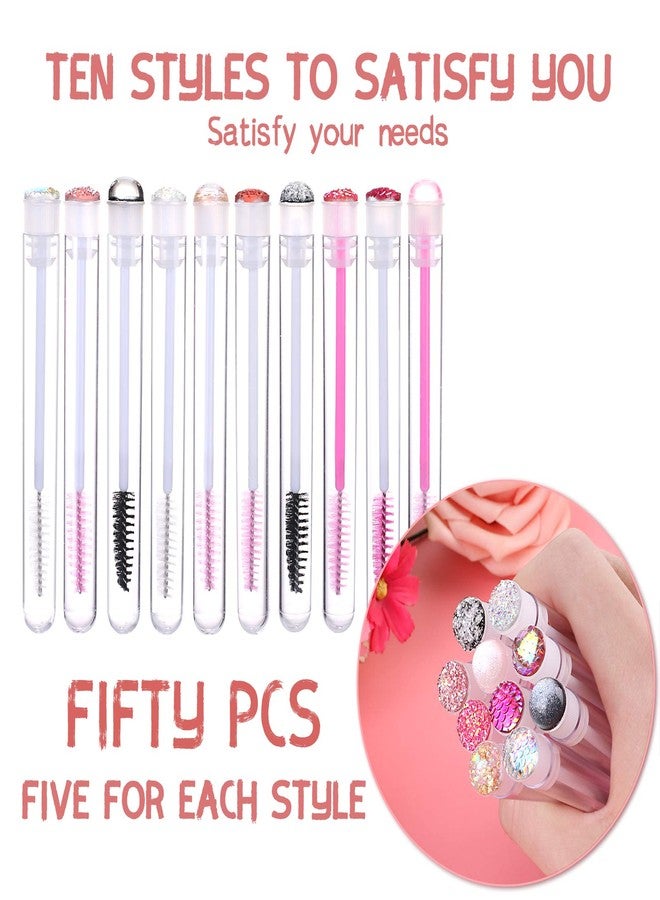 Dming 50pcs Eyelash brush Lash Wand Makeup tool Eyelash Extension supplies Cleaning brush Diamond Mascara (50, mix) - Image 2