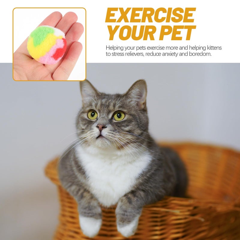 4pcs Soft Plush Cat Play Balls Interactive Pompom Toys For Indoor Kittens Colorful - Image 4