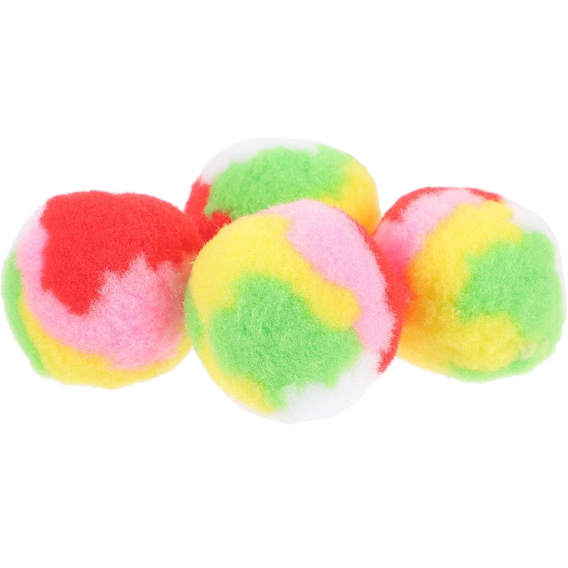 4pcs Soft Plush Cat Play Balls Interactive Pompom Toys For Indoor Kittens Colorful - Image 2