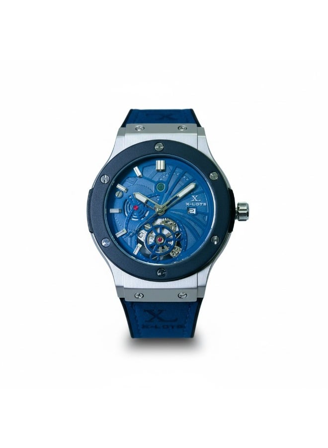 XLOTS IronX Skeleton Men’s Watch XLA21G Blue Dial Leather Strap Stainless Steel Case Luxury Analog Quartz Wristwatch - Image 2