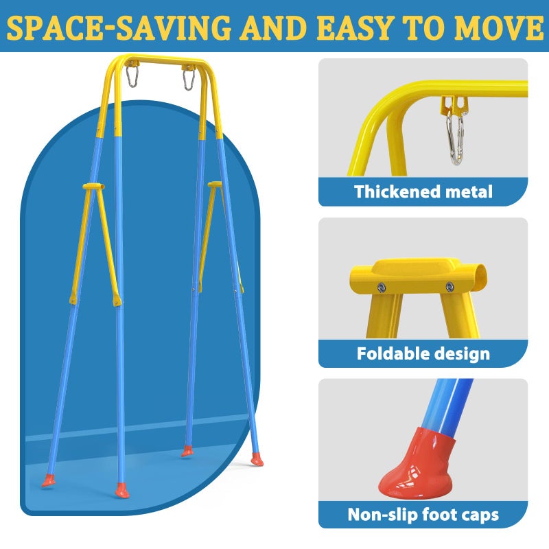 JWPEHOE Toddler Swing with Soft Cushion, Foldable Indoor & Outdoor Baby Swing, Easy to Install & Store for Backyard Play (Blue) - Image 5