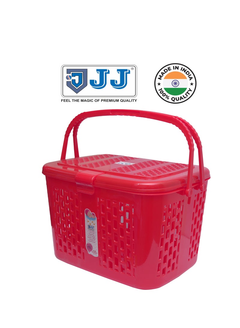 JJ JJ Fair Basket Small Laundry Basket, Washing Bin, Clothes Bag Organizer Basket, Storage Wash Basket for Clothes Toys, Clothes BedroomRed - Image 1