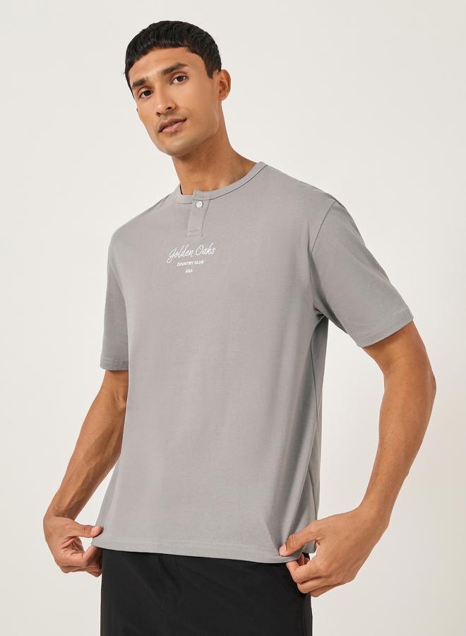 Styli Embroidered Oversized Round Neck T-Shirt  - Image 1