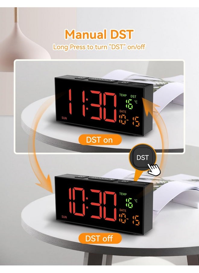 Netzu Alarm Clocks For Bedrooms, Digital Alarm Clock With Date Temperature And Weekday, Manual Dst, Snooze, 2 Alarms, 4 Volumes Bedside Desk Clock For Living Room Home  - Image 4