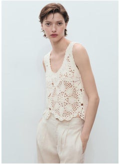 MANGO Crochet Top With Flowers  - Image 1