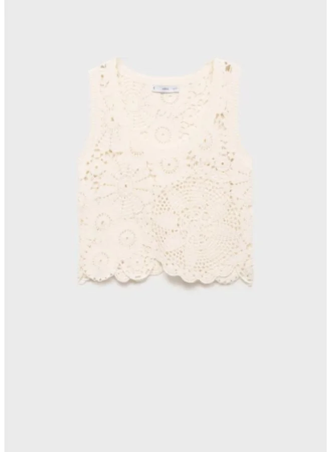 MANGO Crochet Top With Flowers