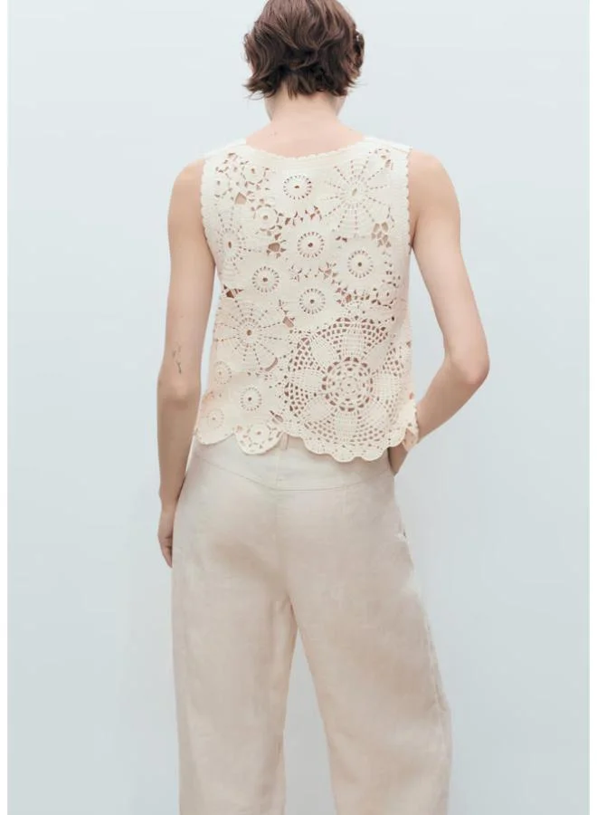 MANGO Crochet Top With Flowers