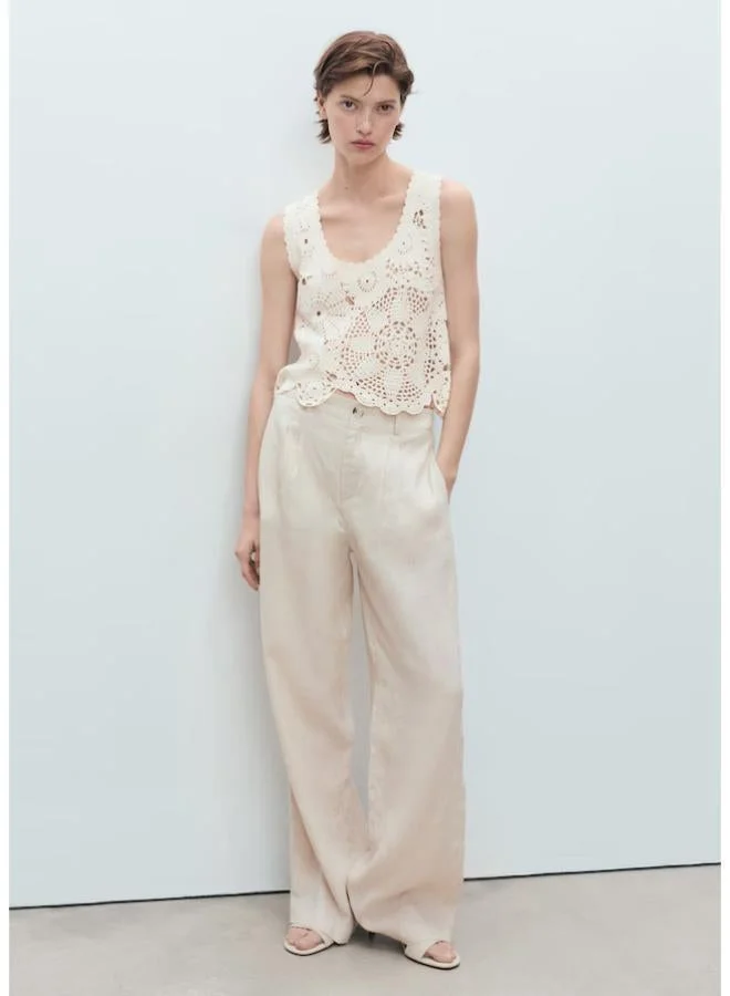 MANGO  Crochet Top With Flowers for Women | Best Price UAE