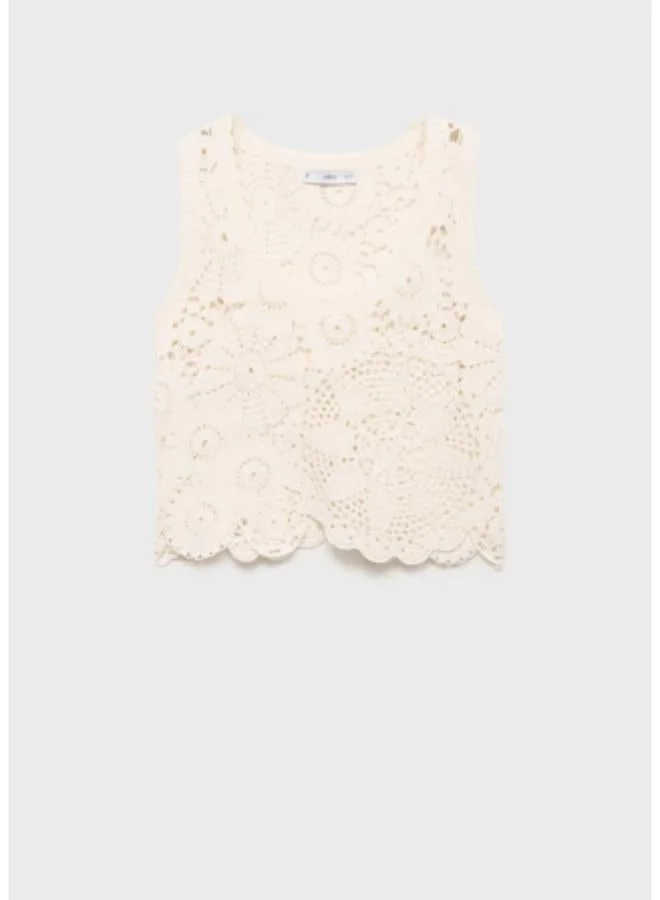 MANGO  Crochet Top With Flowers for Women | Best Price UAE