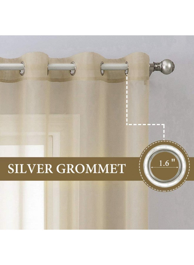 MIULEE 2 Panels Farmhouse Solid Color Beige Sheer Curtains Elegant Grommet Window Voile Panels/Drapes/Treatment for Bedroom Living Room (54X84 Inch) - Image 2