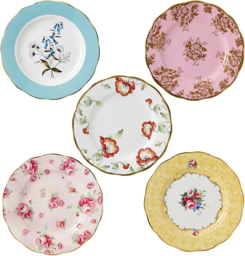ROYAL ALBERT طقم صحون رويال ألبرت 100 سنة 19501990 أنماط مختلطة 5 قطع - Image 1