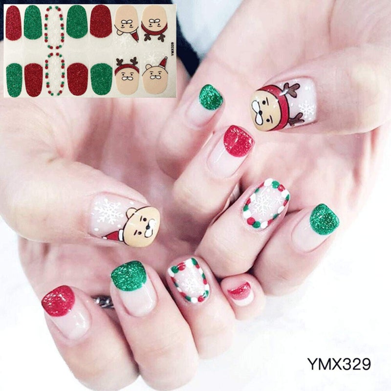 EBANKU Christmas Full Nail Stickers, 8 Sheets Art Polish Stickers Wrap Adhesive Decals With 1 Piece Nail Buffers Files - Image 4