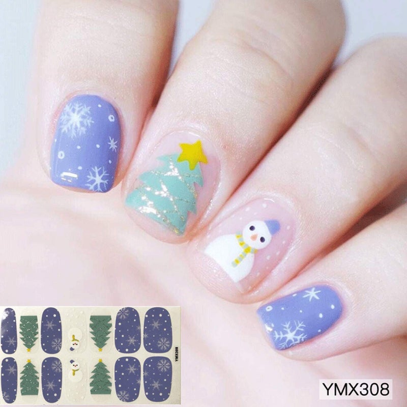 EBANKU Christmas Full Nail Stickers, 8 Sheets Art Polish Stickers Wrap Adhesive Decals With 1 Piece Nail Buffers Files - Image 5